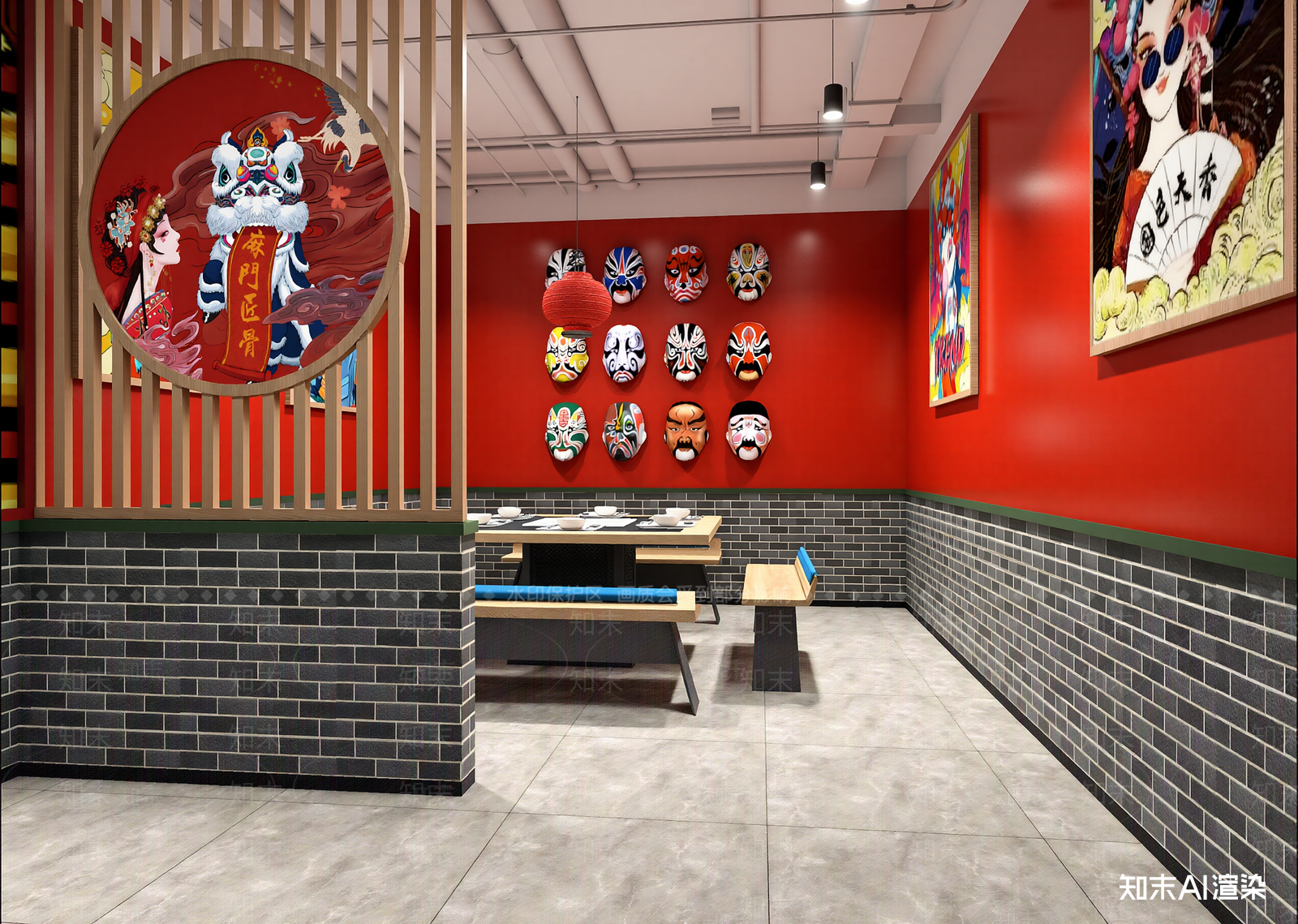 新中式中餐厅3D模型下载【ID:1214725367】