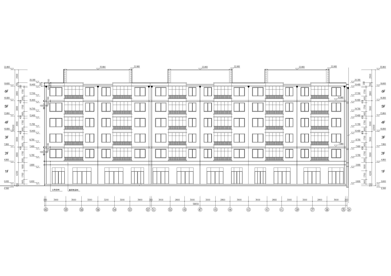 ​某六层多层住宅楼建筑施工图纸cad施工图下载【ID:160719138】