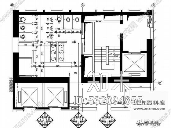 施工图东莞办公大厦公共卫生间室内装修图施工图下载【ID:532094855】