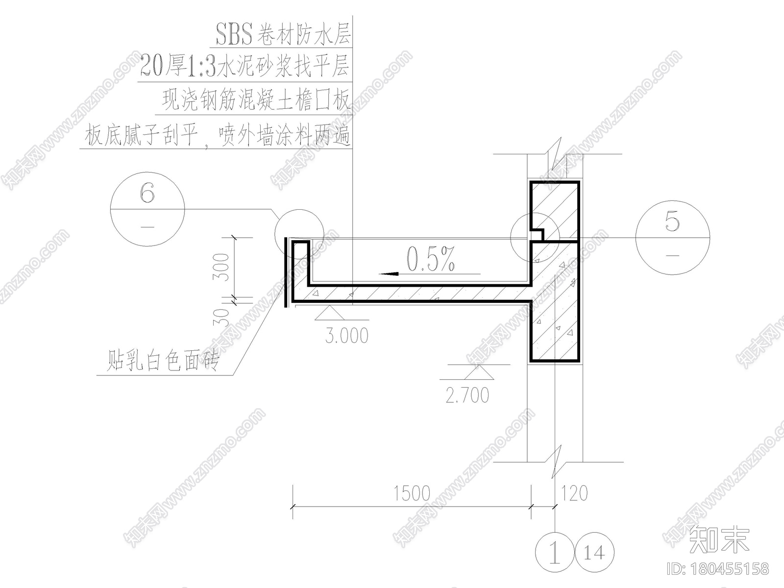 23个不锈钢，混凝土雨蓬节点大样详图cad施工图下载【ID:180455158】