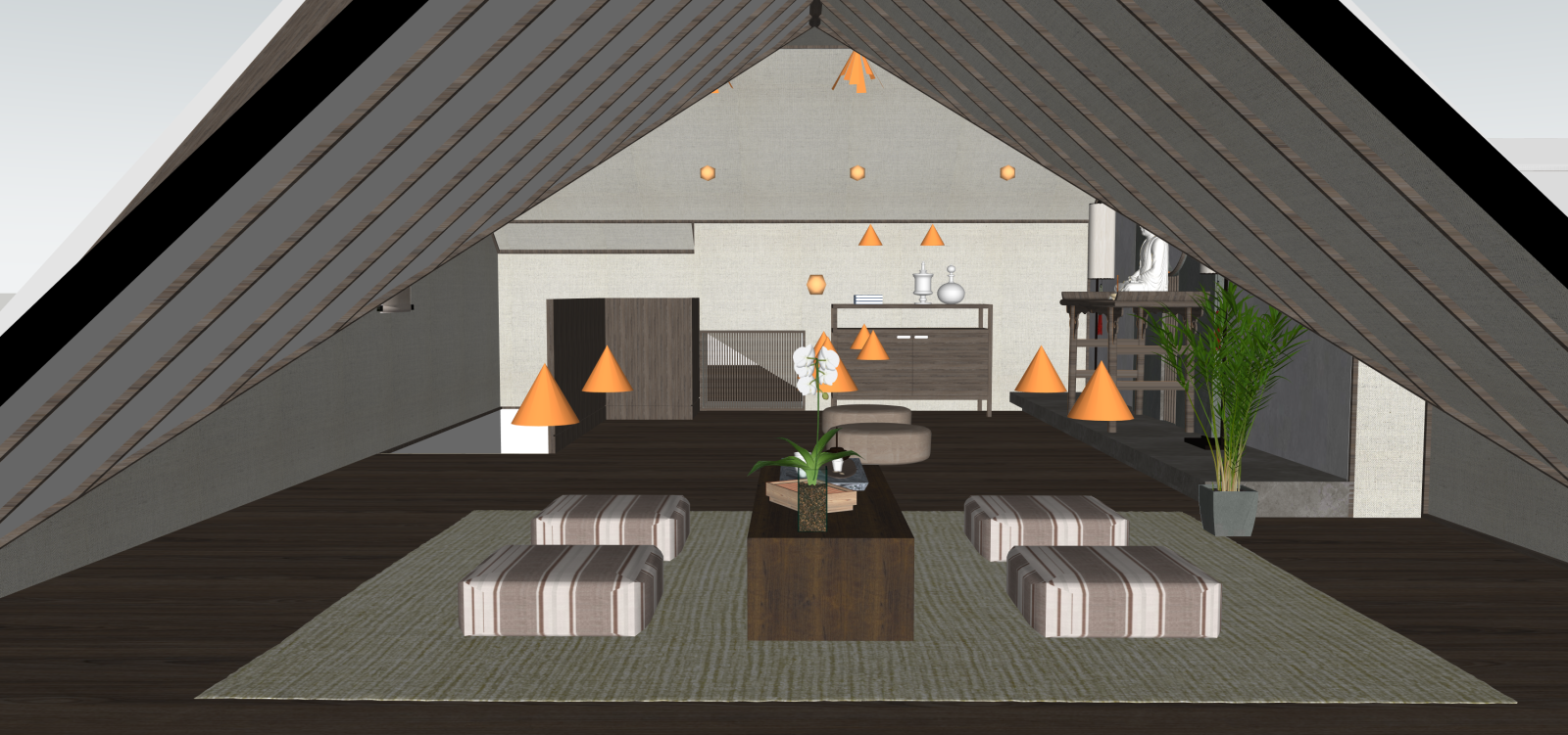 新中式佛堂SU模型下载【ID:1216018825】