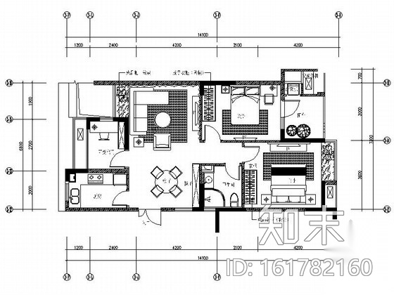 [浙江]88平现代两居室样板房全套施工设计施工图（含预算...施工图下载【ID:161782160】