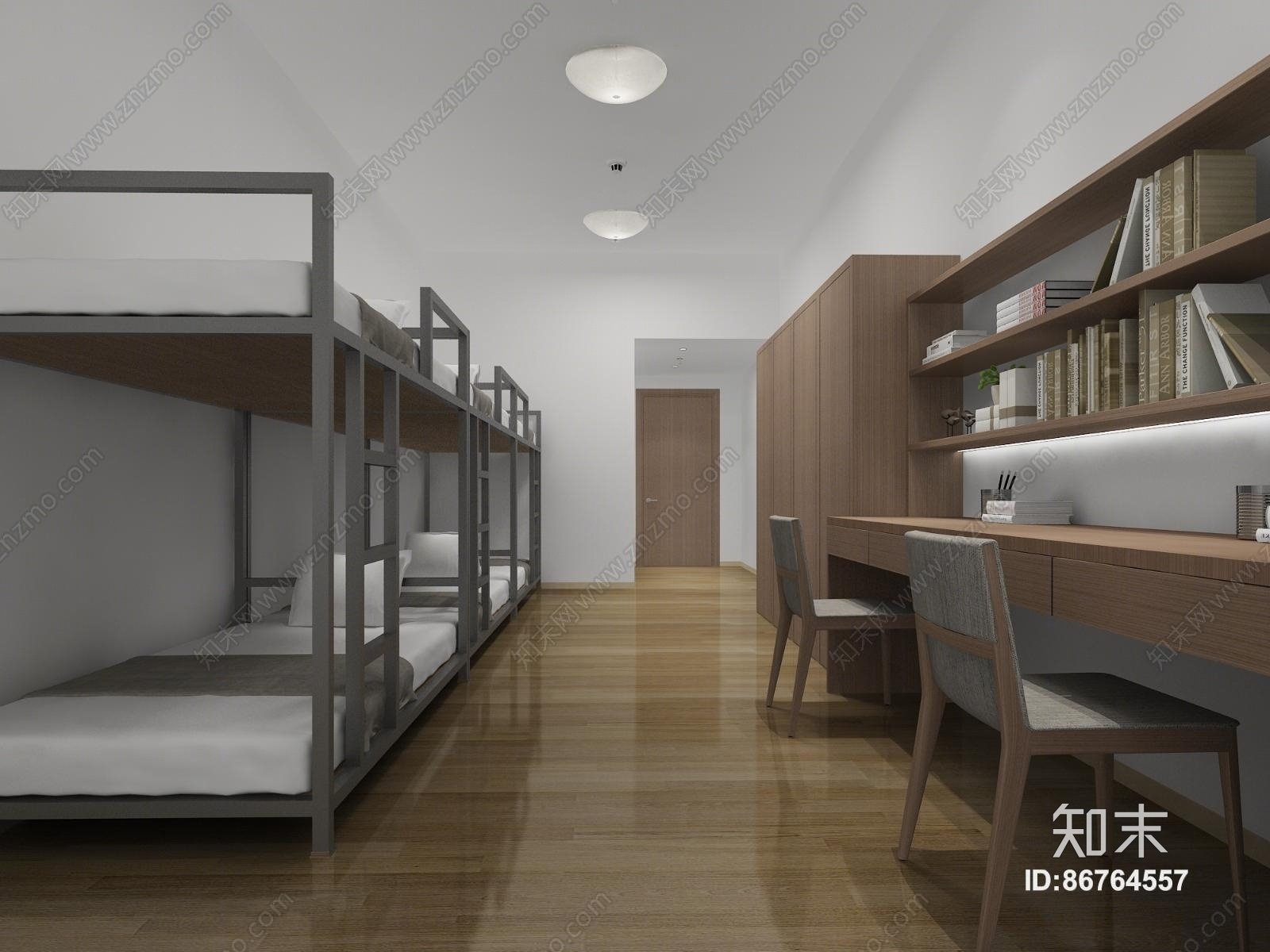 现代宿舍高低床3D模型下载【ID:86764557】