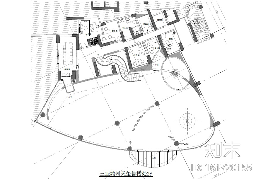 [海南]三亚鸿洲天玺售楼处空间设计施工图cad施工图下载【ID:161720155】