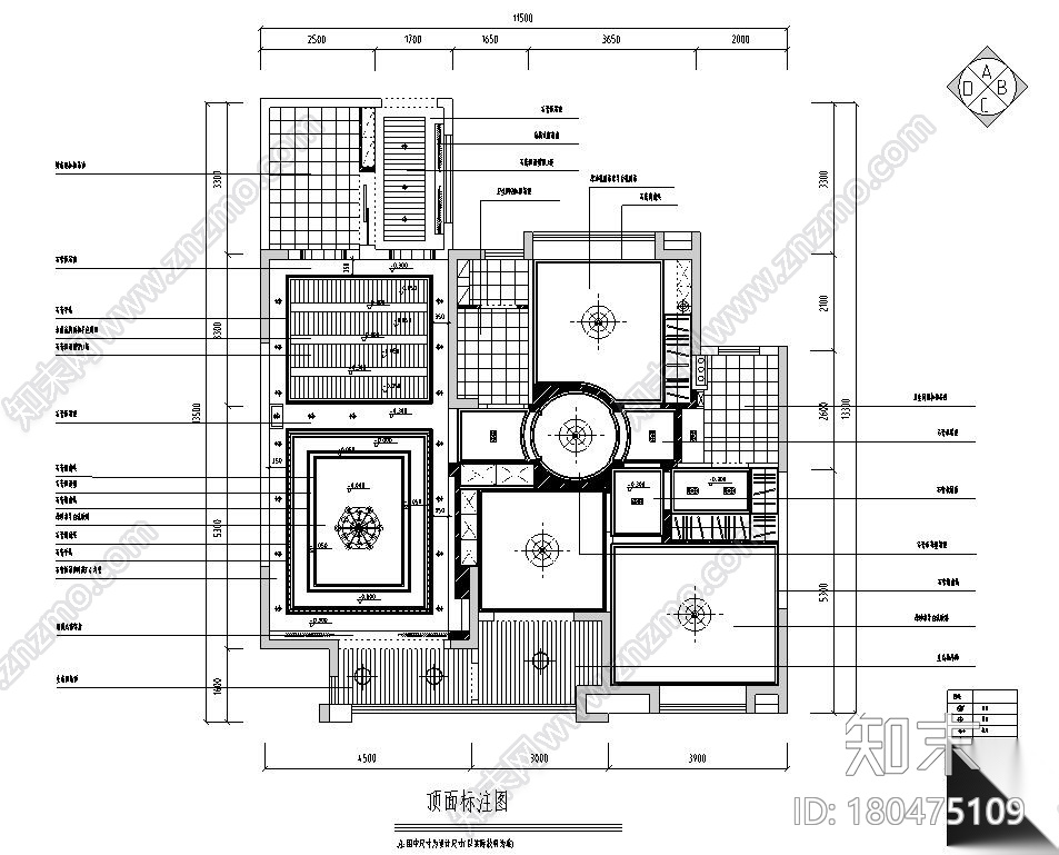 美式田园三室两厅住宅装修施工图设计cad施工图下载【ID:180475109】