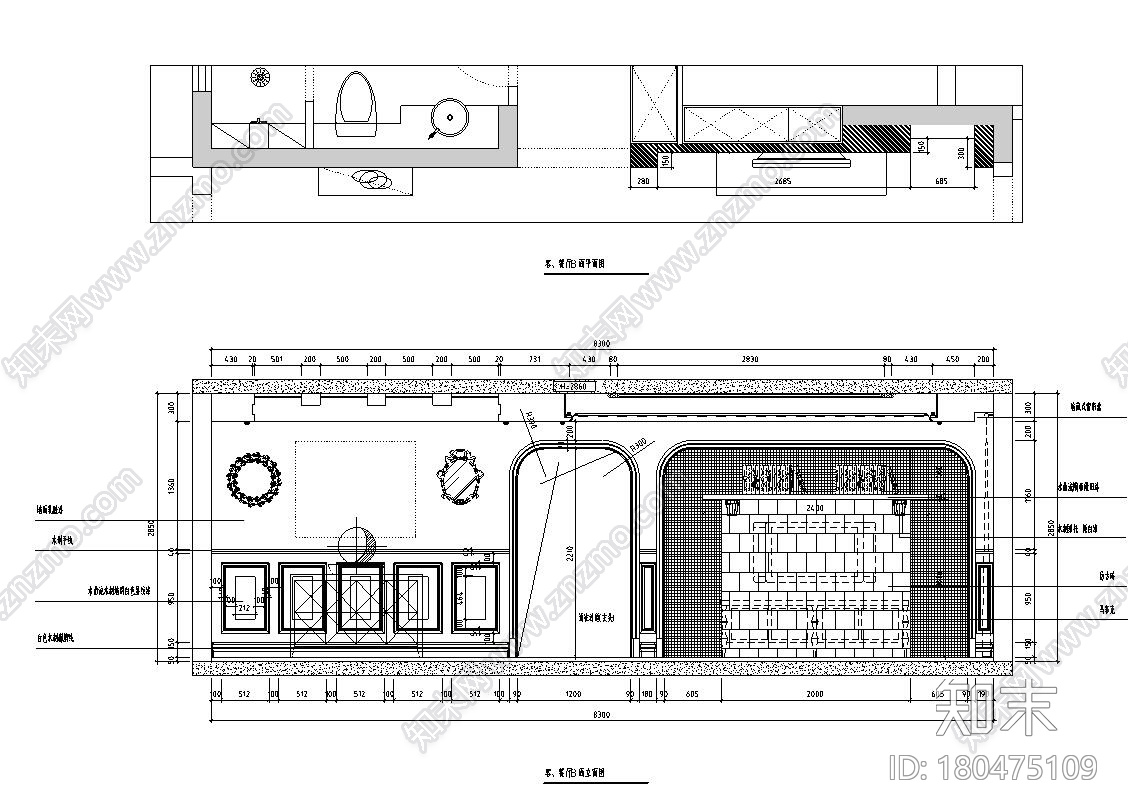 美式田园三室两厅住宅装修施工图设计cad施工图下载【ID:180475109】