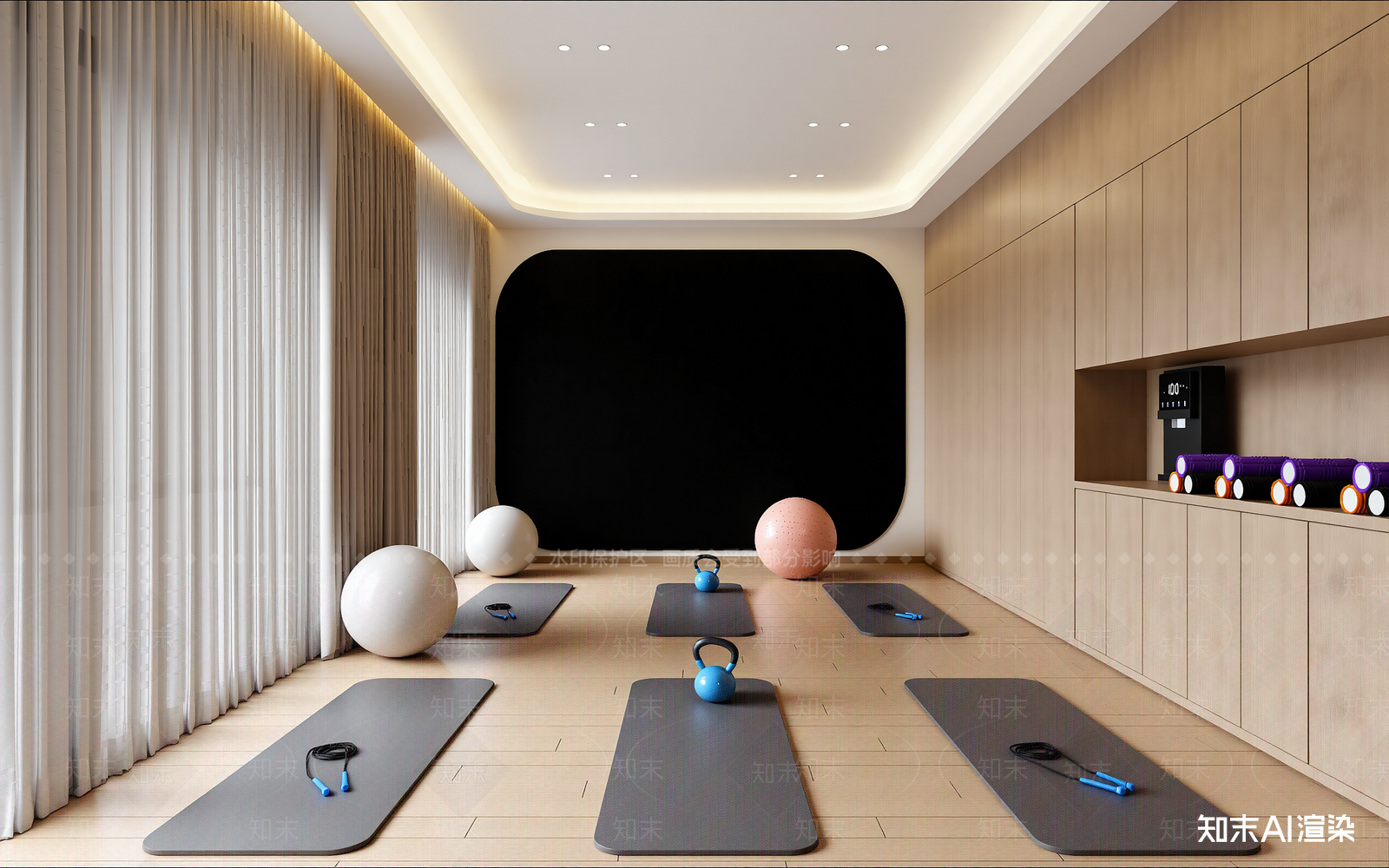现代瑜伽室3D模型下载【ID:1214259417】