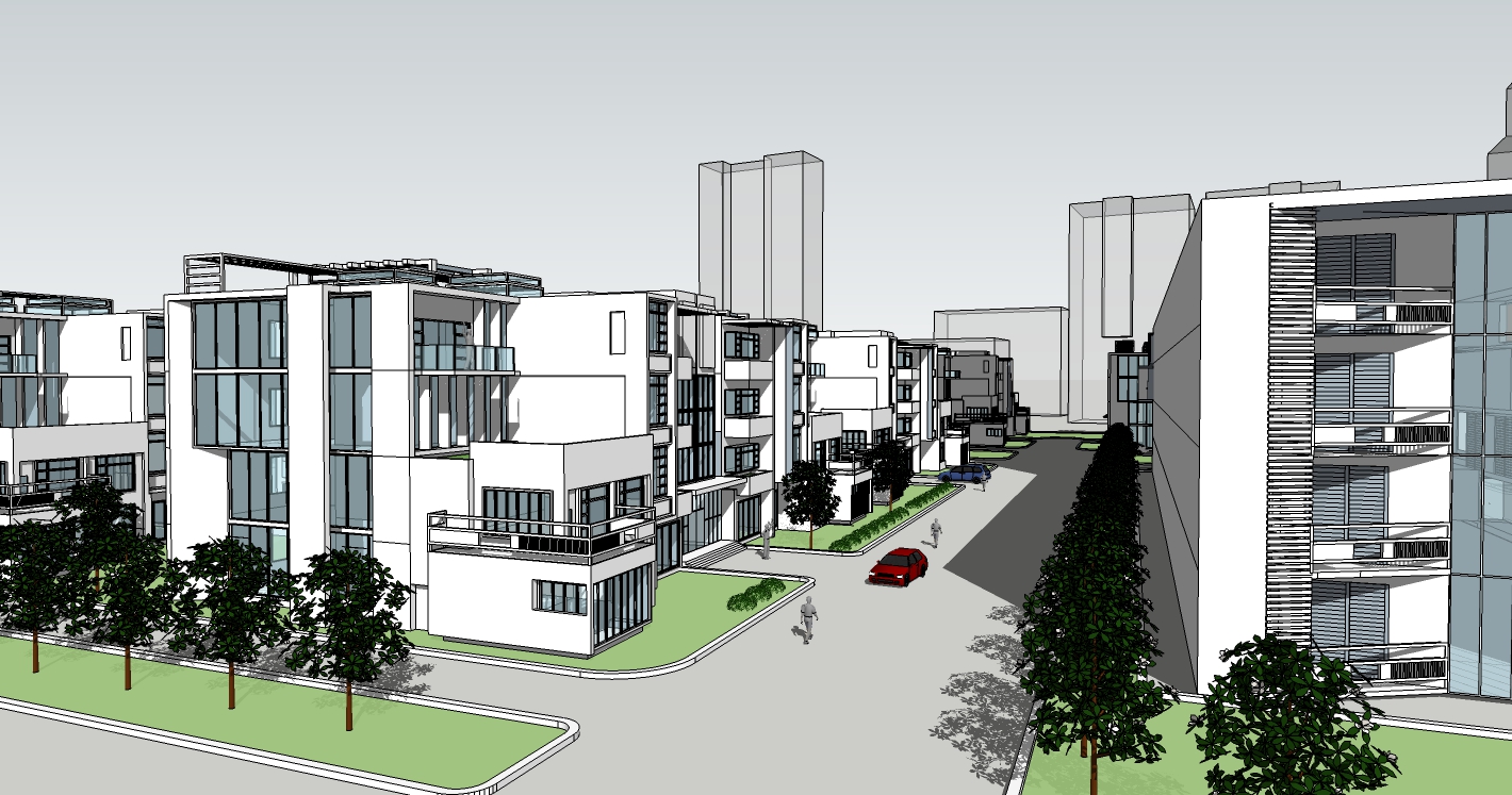 现代风格小区规划SU模型施工图下载【ID:166231156】