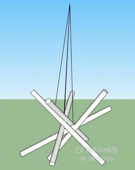 细杆组合吊灯SU模型下载【ID:36620986】