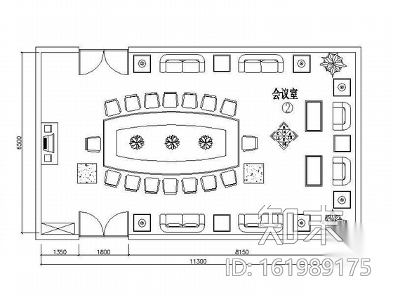 休闲酒店会议室装修图cad施工图下载【ID:161989175】