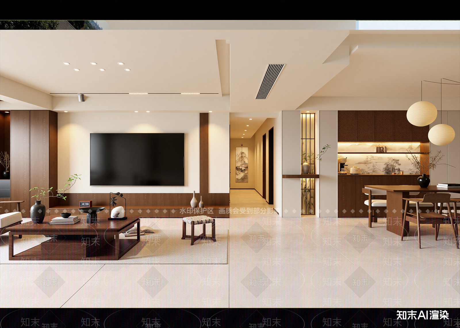 新中式客餐厅3D模型下载【ID:1215099626】