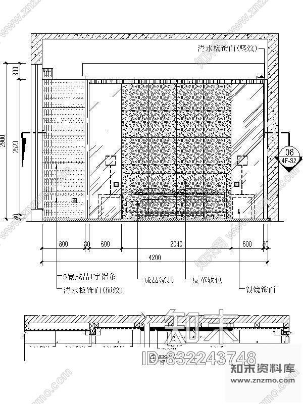 图块/节点卧室床背景详图施工图下载【ID:832243748】