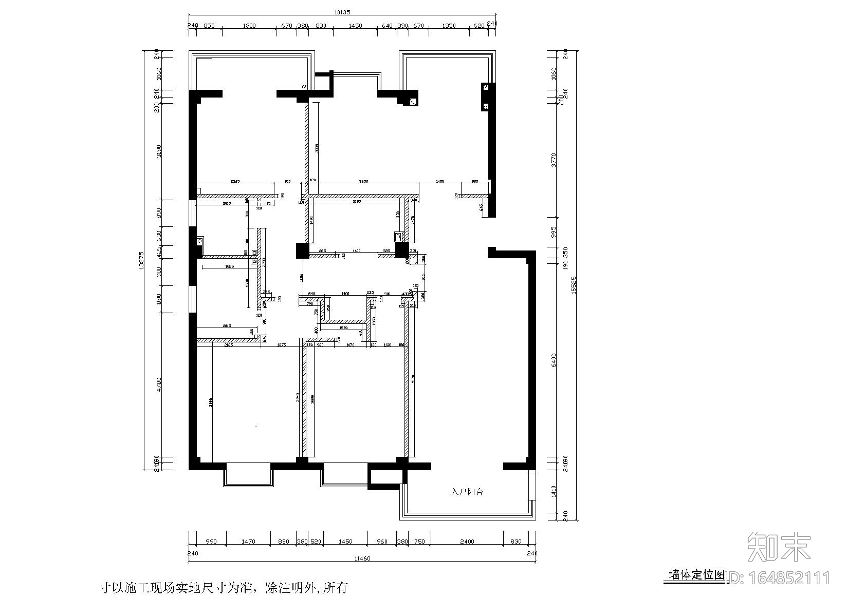 [学生]-毕业设计住宅施工图( 一）+报价表cad施工图下载【ID:164852111】