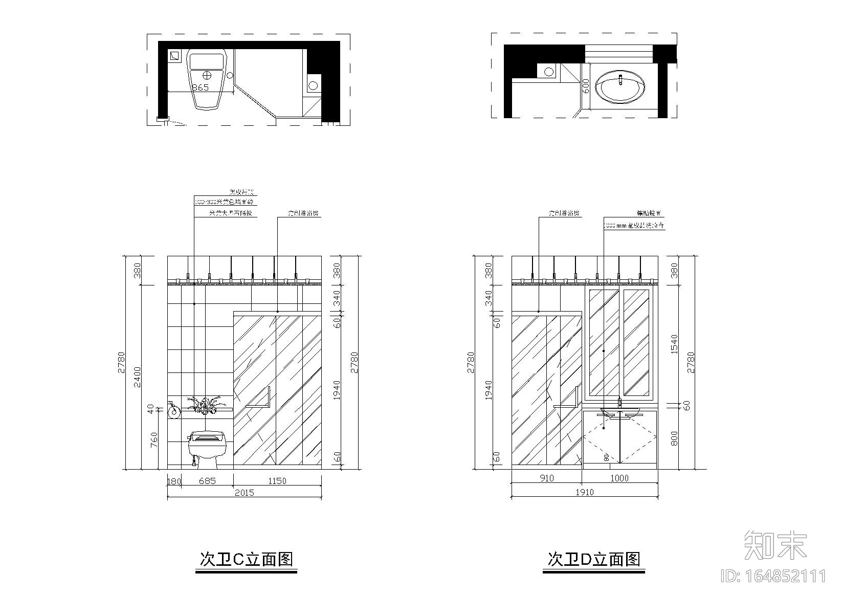 [学生]-毕业设计住宅施工图( 一）+报价表cad施工图下载【ID:164852111】