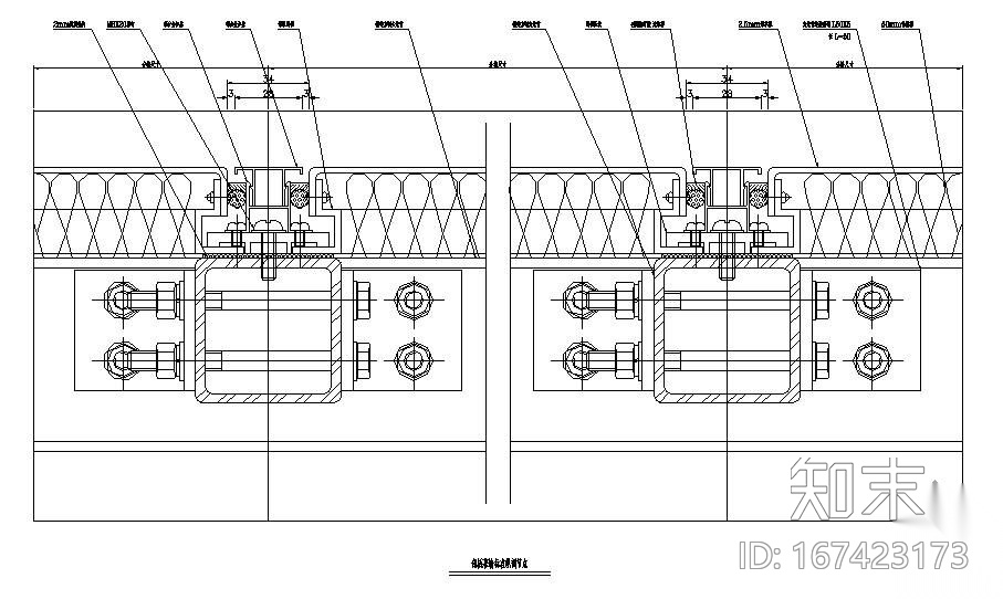 某铝板幕墙标准纵剖节点构造详图cad施工图下载【ID:167423173】