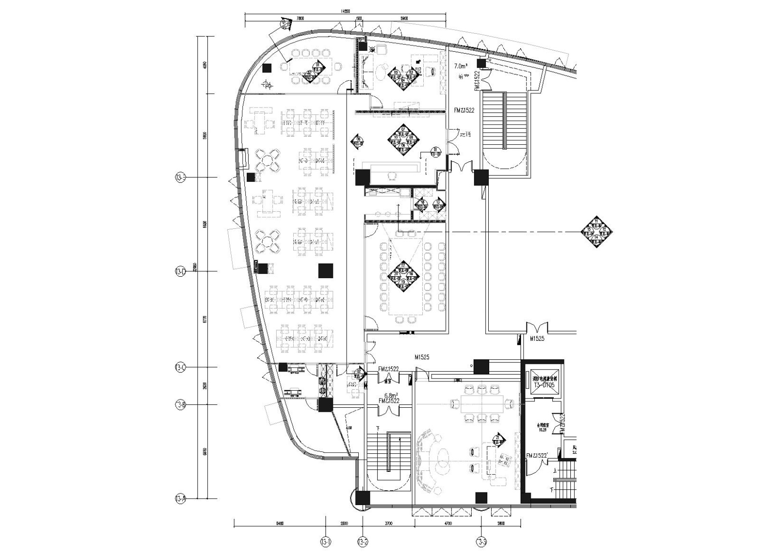 [上海]知名地产T3办公及接待区设计施工图cad施工图下载【ID:160419166】