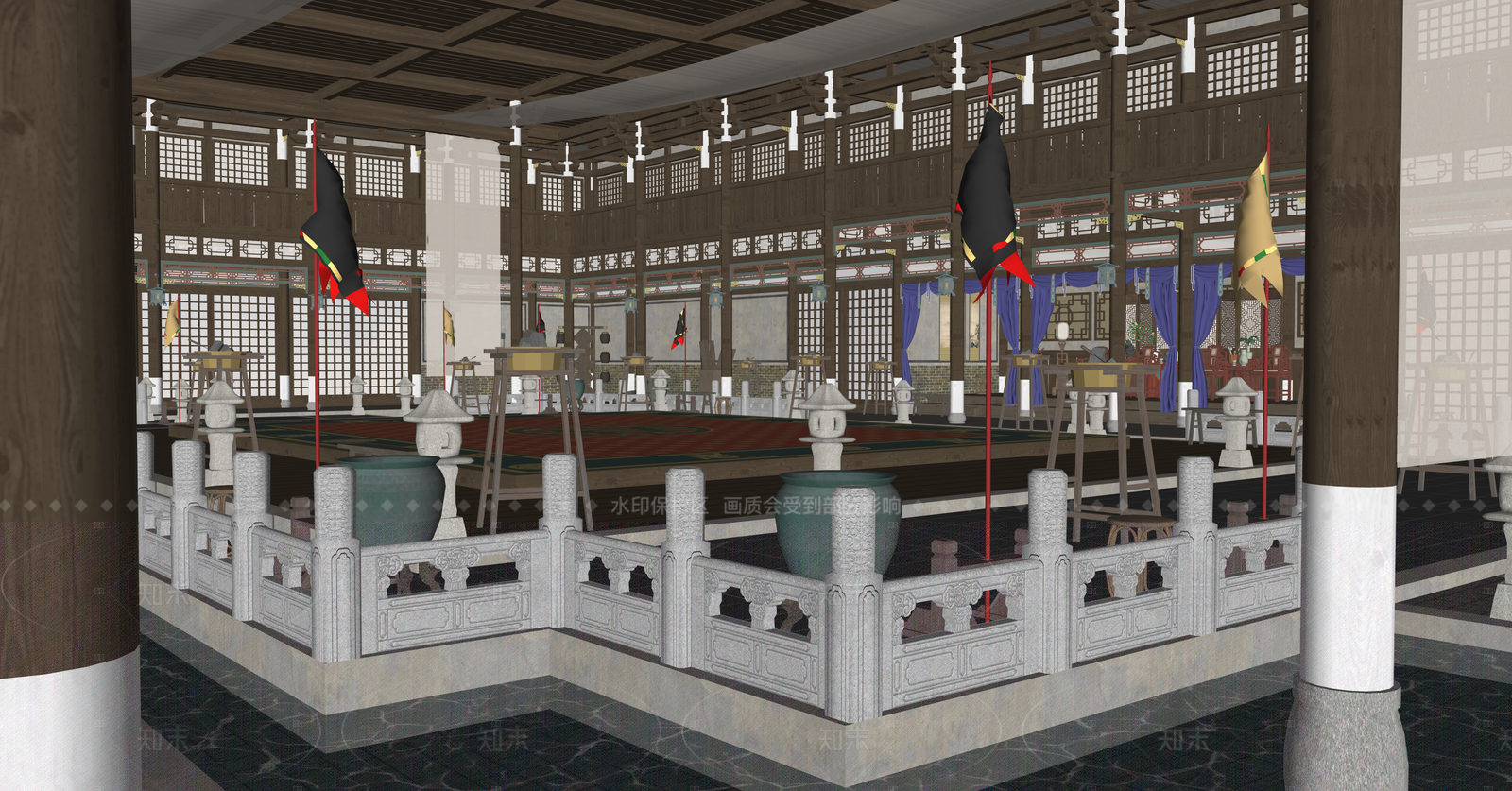 中式其他公共空间SU模型下载【ID:1216054532】