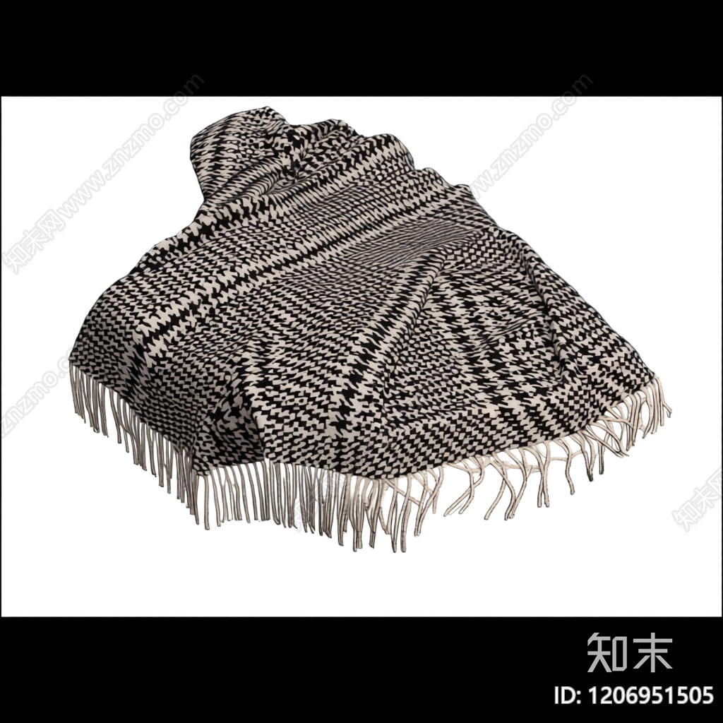 黑白格纹流苏毯3D模型下载【ID:1206951505】