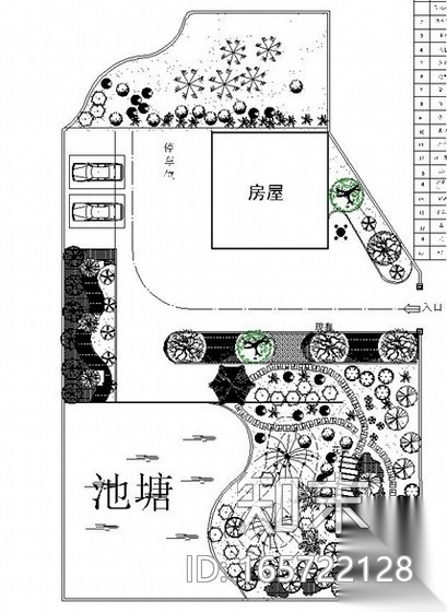 别墅庭院景观规划设计总平面图cad施工图下载【ID:165722128】