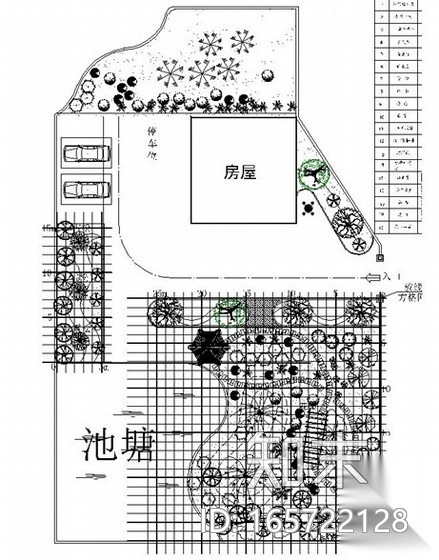 别墅庭院景观规划设计总平面图cad施工图下载【ID:165722128】