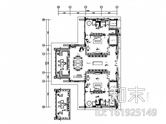 [江苏]优雅苏式会议酒店总统套房室内施工图cad施工图下载【ID:161925149】