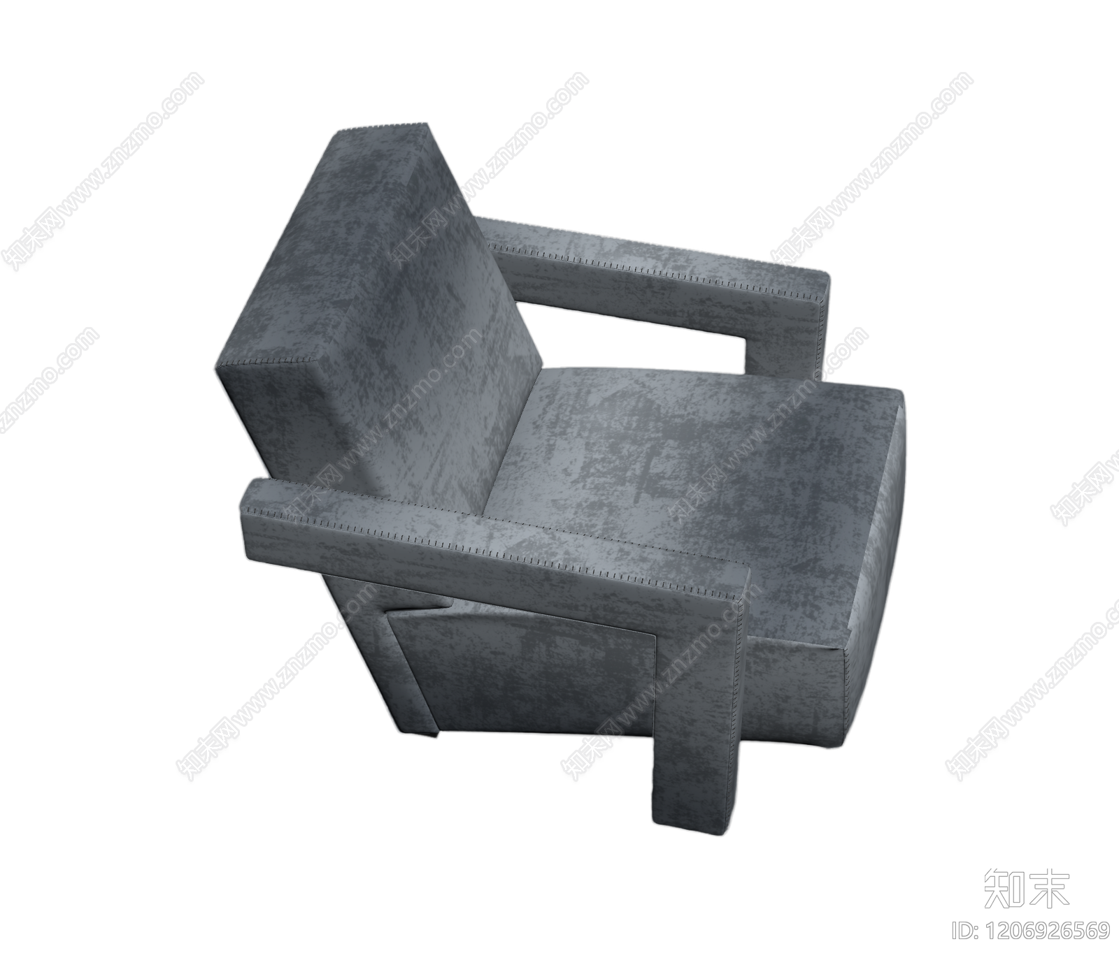 灰色布艺扶手椅3D模型下载【ID:1206926569】