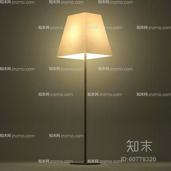 现代黄色布艺落地灯3D模型下载【ID:60778320】