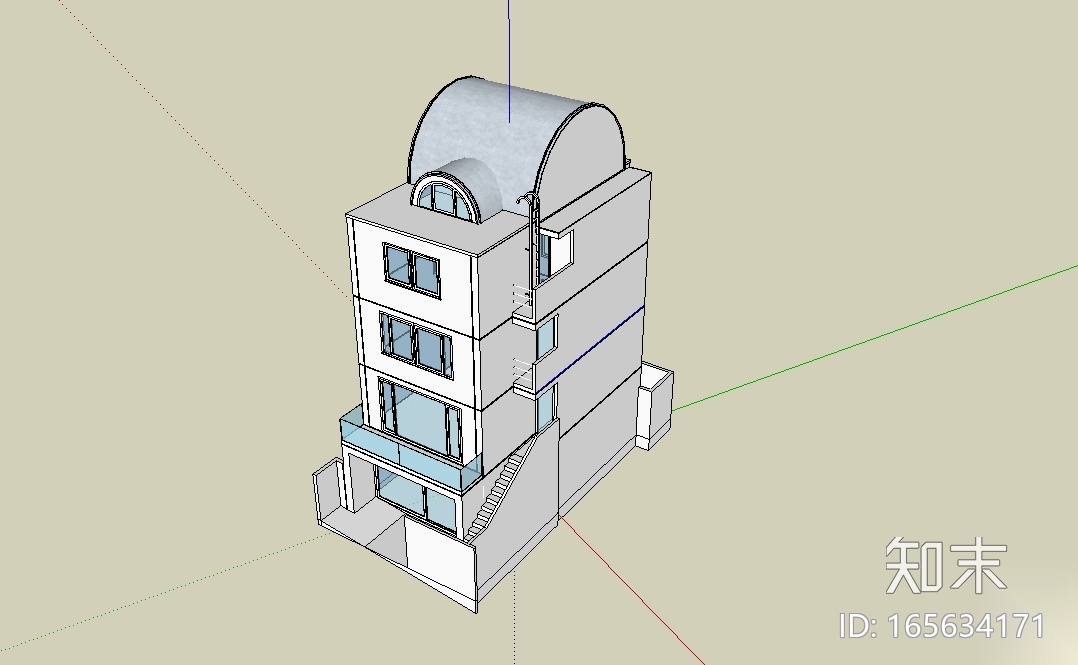 建筑设计大师矶积新SU模型施工图下载【ID:165634171】