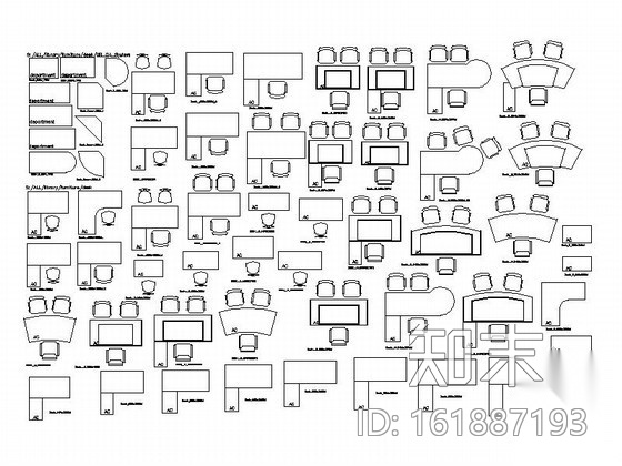 全套家私平面CAD图块下载cad施工图下载【ID:161887193】