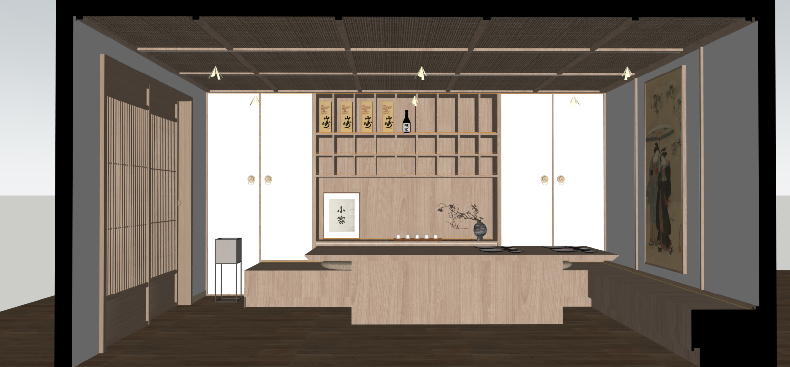 日式包厢SU模型下载【ID:1215979279】