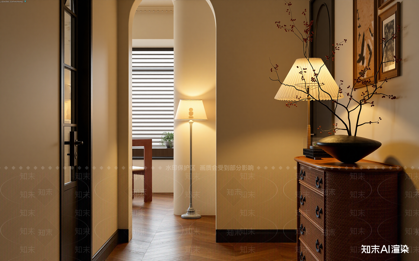 复古玄关3D模型下载【ID:1221486177】
