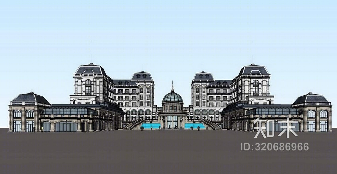 法式天鹅湖会所SU模型下载【ID:320686966】