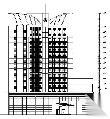 [白银市]某十六层酒店建筑方案图(弧形平面)cad施工图下载【ID:151534136】