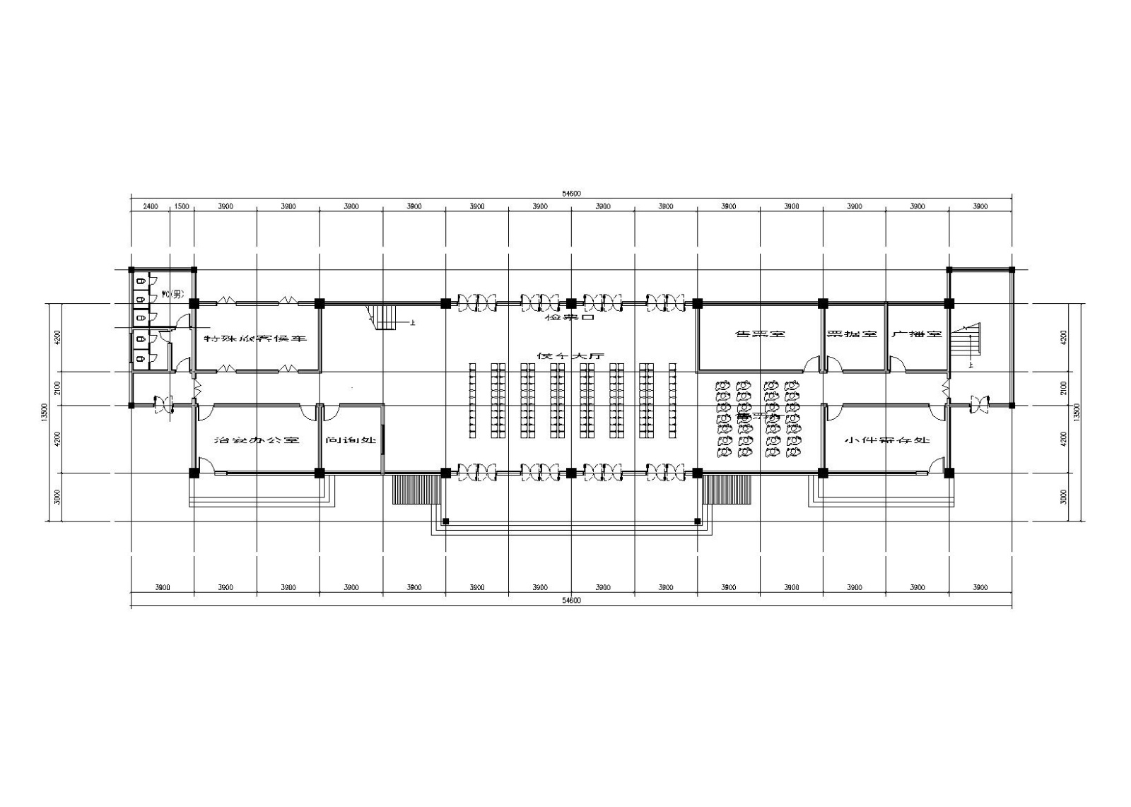 某三层框架结构汽车客运站建筑方案图(CAD)cad施工图下载【ID:160727108】