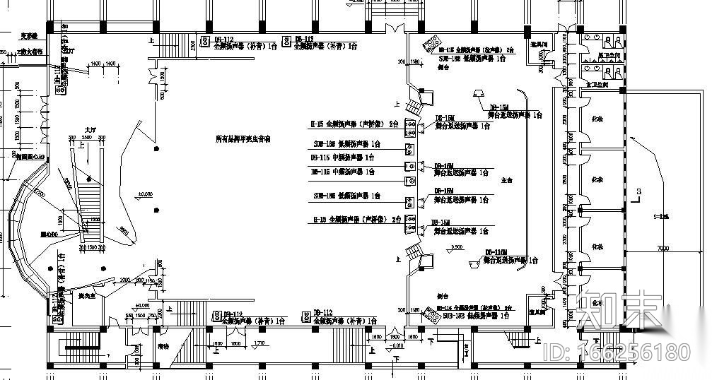 江苏某高校大型音乐厅音响灯光布置图纸cad施工图下载【ID:166256180】