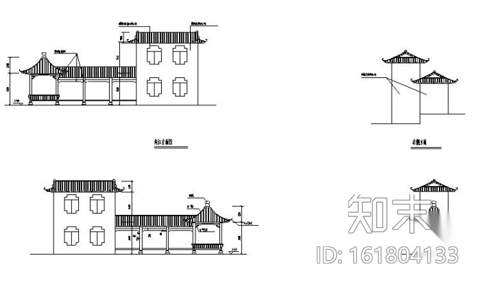 中式古连廊景观施工图cad施工图下载【ID:161804133】