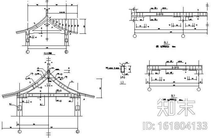 中式古连廊景观施工图cad施工图下载【ID:161804133】