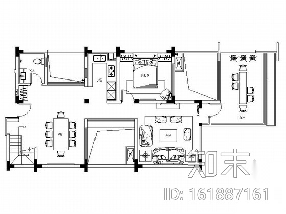 [成都]现代中式禅味风格双层别墅室内设计装修图cad施工图下载【ID:161887161】