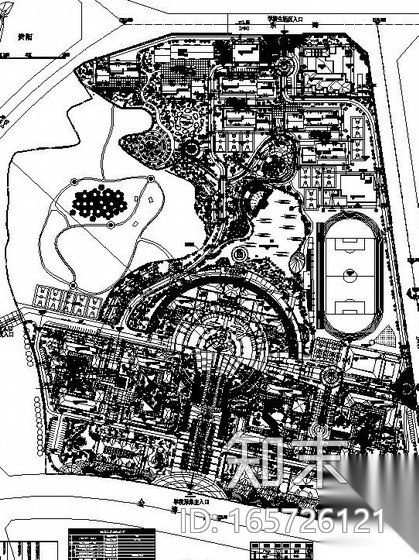 [贵州]职业院校园林景观工程施工总平面施工图下载【ID:165726121】