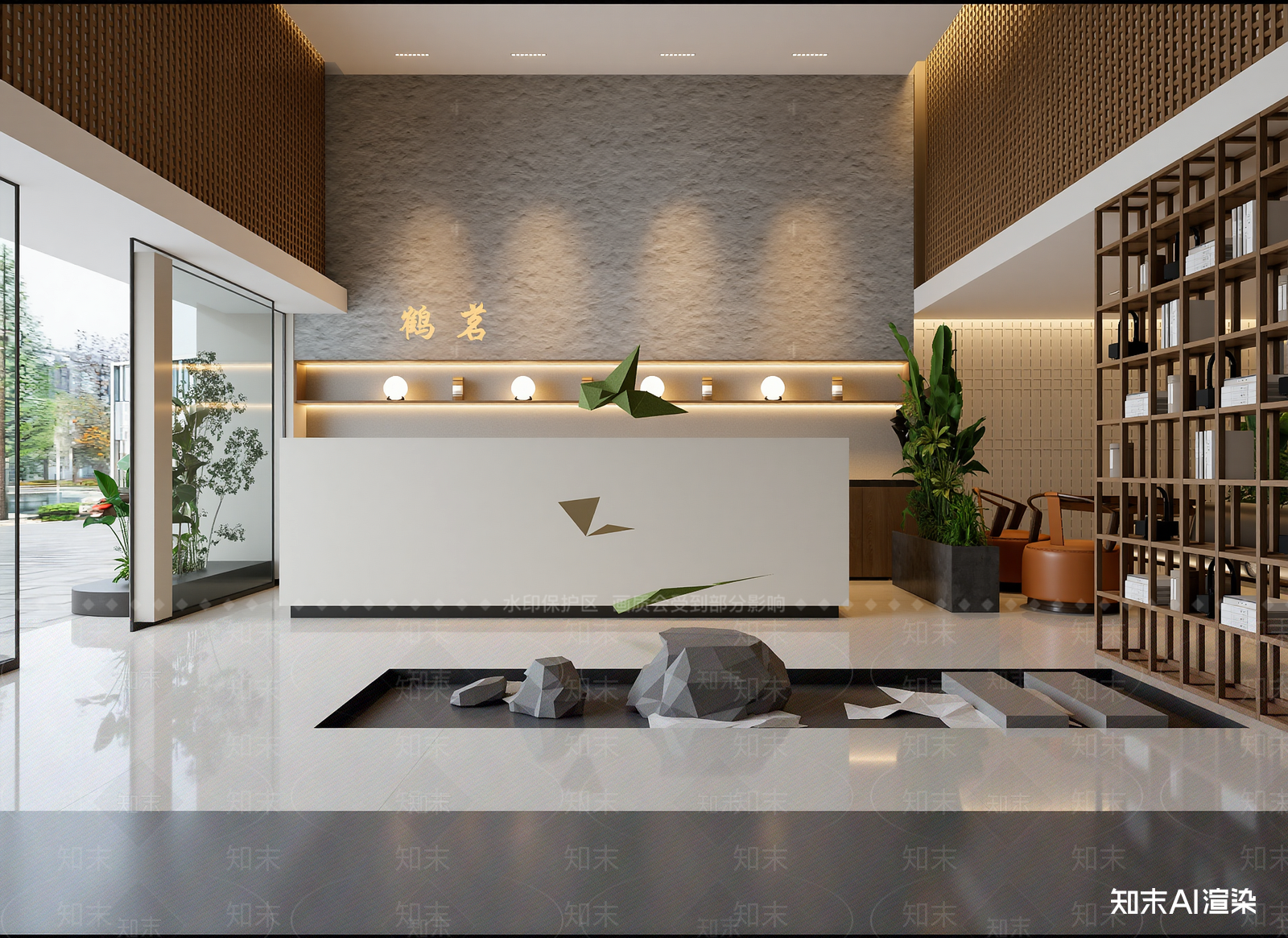 新中式酒店大堂3D模型下载【ID:1214728289】