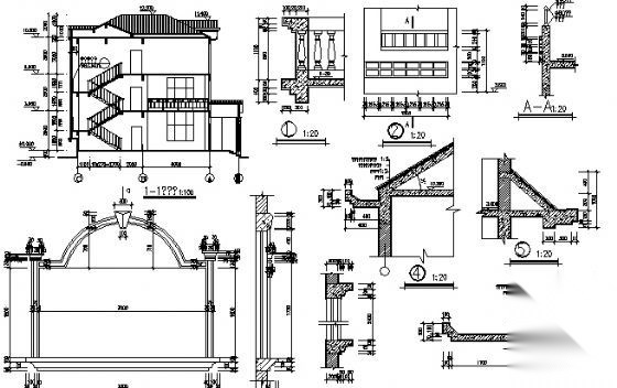 某三层别墅住宅建筑施工图cad施工图下载【ID:149918194】