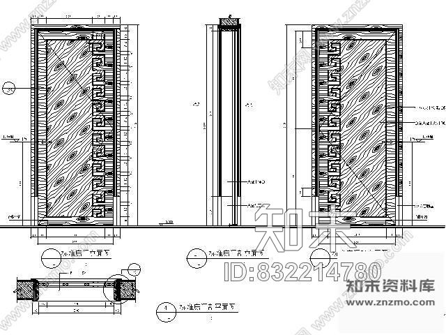图块/节点单扇装饰木门详图cad施工图下载【ID:832214780】