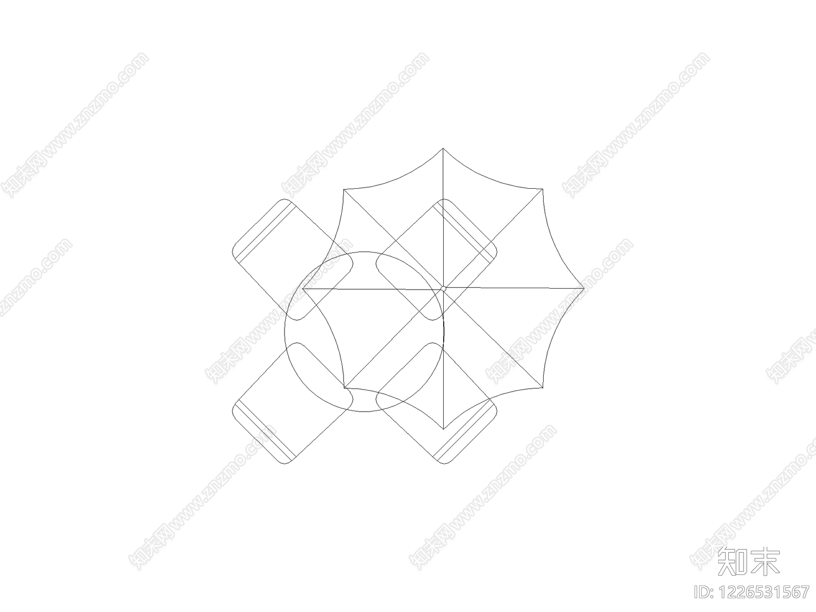 现代遮阳伞CAD图纸