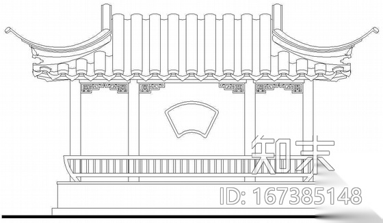 某古建扇亭建筑施工图cad施工图下载【ID:167385148】