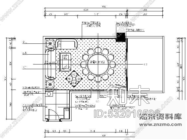 施工图会所中餐VIP包房装修图施工图下载【ID:532010598】