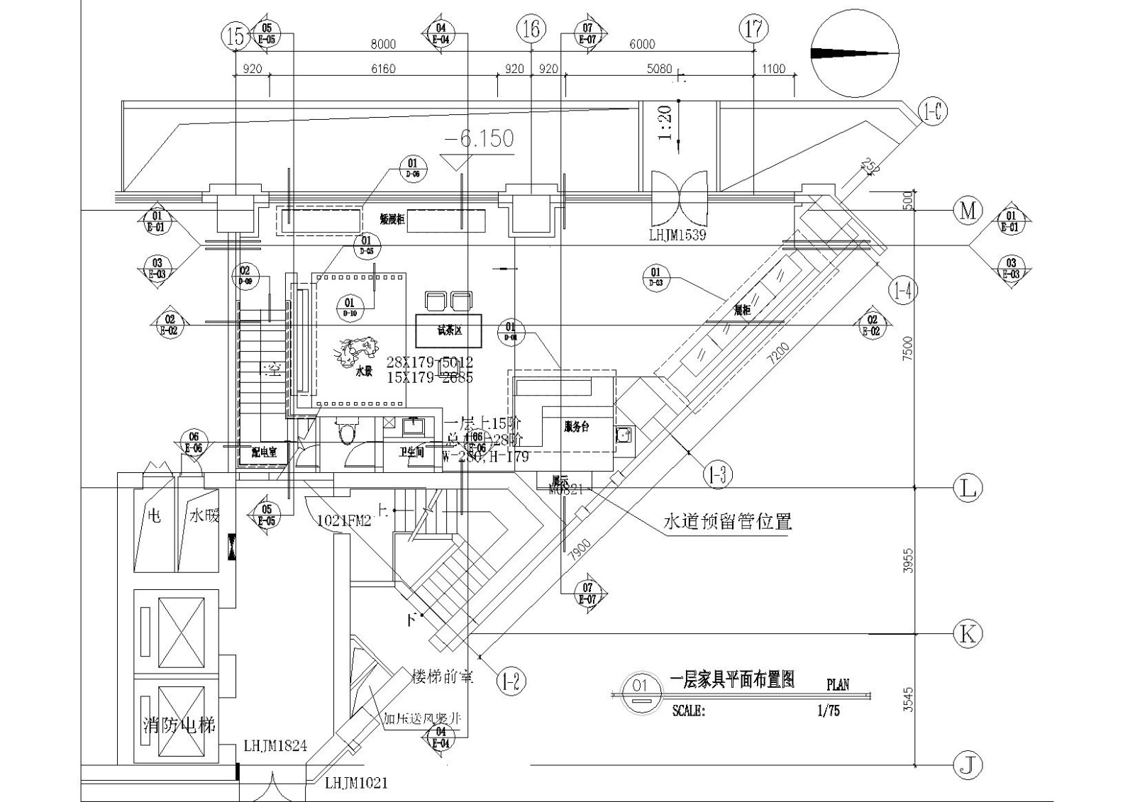 某茶馆全套设计施工装修施工图（含机电等）cad施工图下载【ID:160711171】