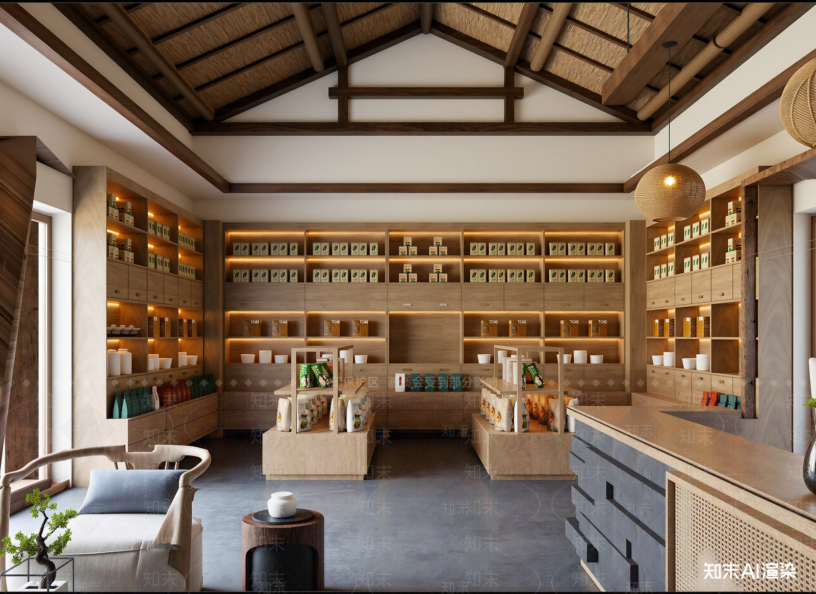新中式茶叶店3D模型下载【ID:1215110657】