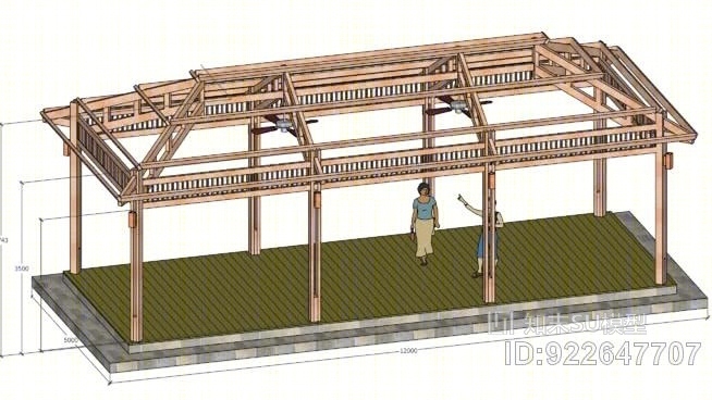 木凉亭SU模型下载【ID:922647707】