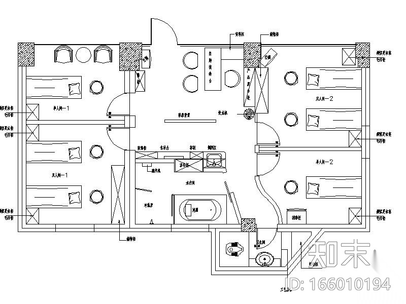 56㎡美容美体会所设计方案cad施工图下载【ID:166010194】