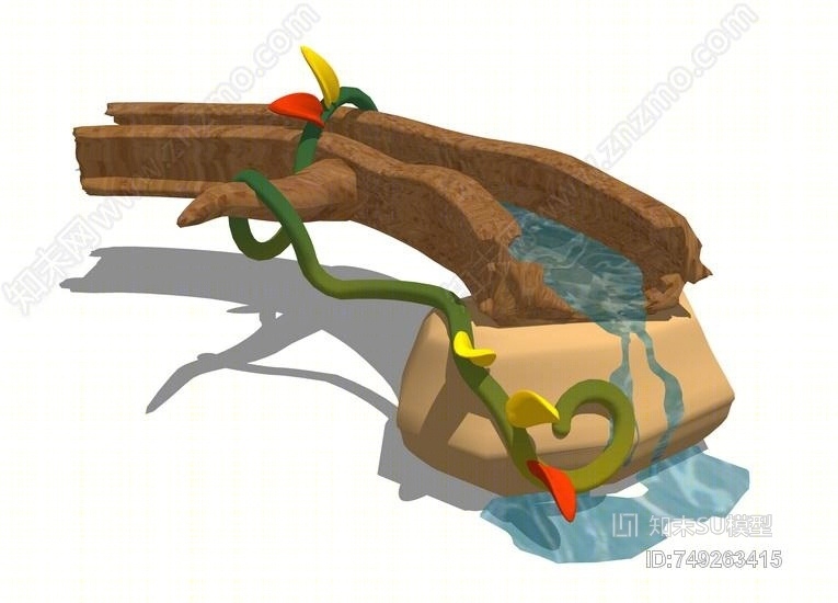 跌水水景SU模型下载【ID:749263415】